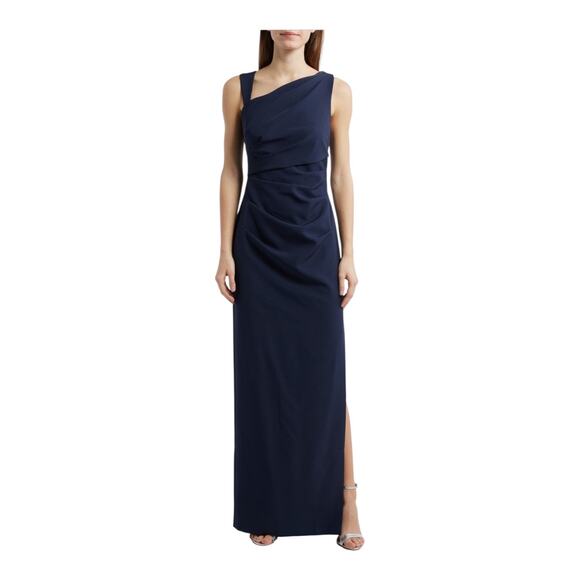 Vince Camuto draped asymmetric gown dress blue size 16 - Picture 1 of 8